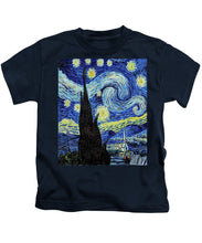 Vincent Van Gogh Starry Night Painting - Kids T-Shirt Kids T-Shirt Pixels Navy Small 