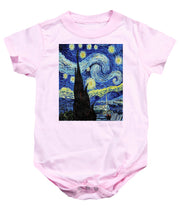 Vincent Van Gogh Starry Night Painting - Baby Onesie Baby Onesie Pixels Pink Small 