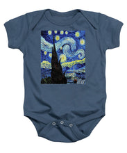Vincent Van Gogh Starry Night Painting - Baby Onesie Baby Onesie Pixels Indigo Small 