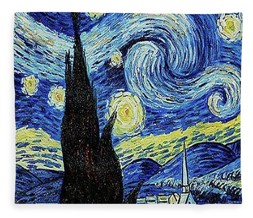 Vincent Van Gogh Starry Night Painting - Blanket Blanket Pixels 50