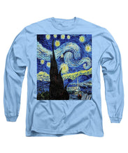 Vincent Van Gogh Starry Night Painting - Long Sleeve T-Shirt Long Sleeve T-Shirt Pixels Carolina Blue Small 