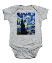 Vincent Van Gogh Starry Night Painting - Baby Onesie Baby Onesie Pixels Heather Small 