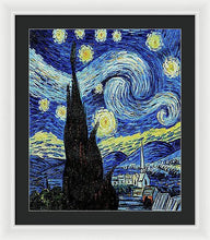 Vincent Van Gogh Starry Night Painting - Framed Print Framed Print Pixels 20.000" x 24.000" White Black
