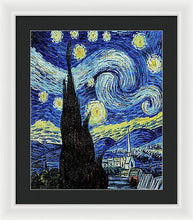Vincent Van Gogh Starry Night Painting - Framed Print Framed Print Pixels 16.625" x 20.000" White Black