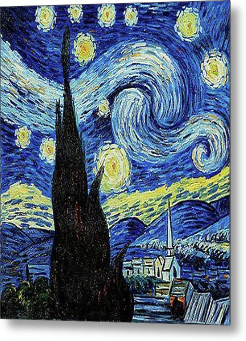 Vincent Van Gogh Starry Night Painting - Metal Print Metal Print Pixels 6.625