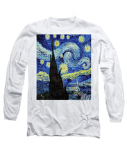 Vincent Van Gogh Starry Night Painting - Long Sleeve T-Shirt Long Sleeve T-Shirt Pixels White Small 