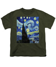 Vincent Van Gogh Starry Night Painting - Youth T-Shirt Youth T-Shirt Pixels Military Green Small 