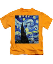 Vincent Van Gogh Starry Night Painting - Kids T-Shirt Kids T-Shirt Pixels Gold Small 