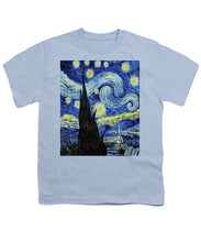Vincent Van Gogh Starry Night Painting - Youth T-Shirt Youth T-Shirt Pixels Light Blue Small 