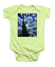 Vincent Van Gogh Starry Night Painting - Baby Onesie Baby Onesie Pixels Soft Green Small 