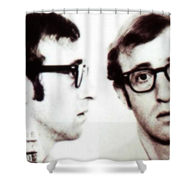 Woody Allen Mug Shot For Film Character Virgil 1969 Sepia - Shower Curtain